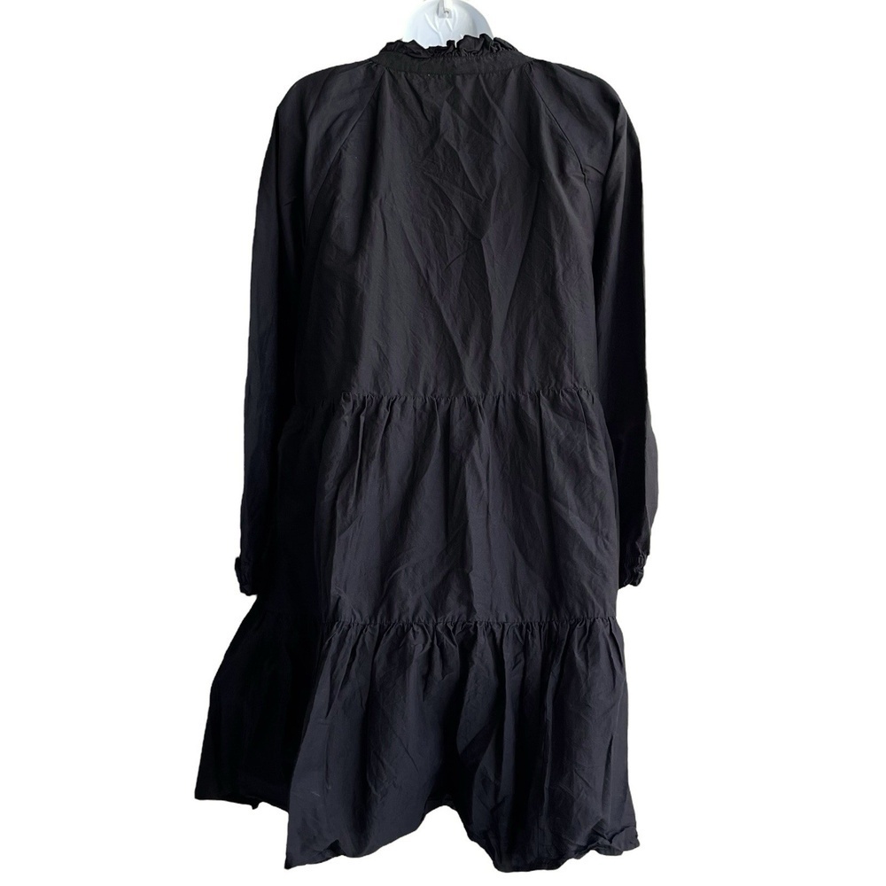 Roller Rabbit Janni Tiered Silk Blend Boho Dress Sz M Tassels Black Long Sleeve - Picture 3 of 4